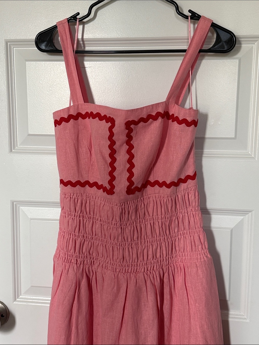 NWT English Factory Pink Maxi Sundress with Red Trim Sz Medium - Picture 5 of 9